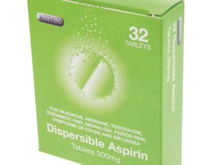 Aspirin Dispersible 300mg Tablets Pack of 32 Hot on Sale