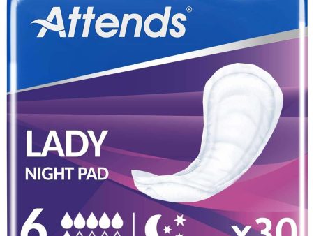 Attends Lady Night Pad 6 Pack of 30 For Cheap