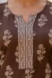 Women Brown Ethnic Printed Straight Kurta with Three Quarter Sleeves - Rasiya Online