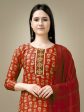 Jyoti Fashion Women s Maroon Rayon Embroidery & Sequence work Kurta with Trouser & Dupatta Sale