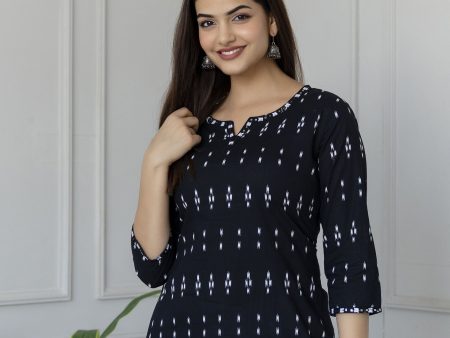 Women Black Straight Tunic With Embroidered Neck - Rasiya Supply