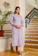 Women Purple Ethnic Printed Straight Kurta with Three Quarter Sleeves - Rasiya Online