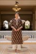 Women Brown Ethnic Printed Straight Kurta with Three Quarter Sleeves - Rasiya Online