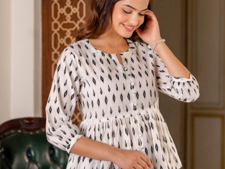 Women White Peplum Tunic - Rasiya Supply