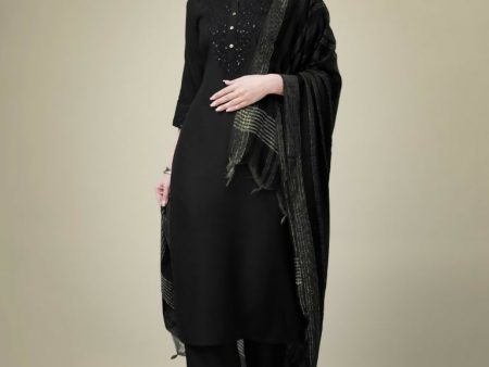 Jyoti Fashion Women s Black Cotton Blend Embroidery & Sequence work Kurta with Trouser & Dupatta Hot on Sale