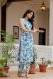 Women Sky Blue Printed Straight Kurta With Trouser - Rasiya Online