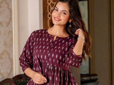 Women Burgundy Peplum Tunic - Rasiya For Sale