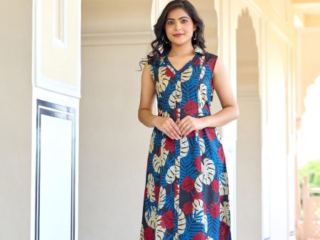 Women Black Abstract Printed Sleeveless A-Line Dress - Rasiya Online Sale