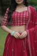 Aastha Fashion Women s Red Georgette Faux Blooming With Heavy Sequins & Zari Embroidered work Lehenga Choli Hot on Sale