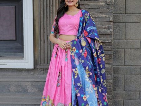 Aastha Fashion Women s Pink Dola Silk Rich Designer Print Lehenga Choli For Sale