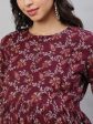 Women Burgundy Printed Flared Maternity Dress - Rasiya Online Sale