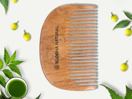 Buddha Natural Beard Kacchi Neem Wooden Comb on Sale