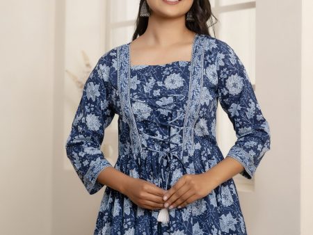 Women Blue Printed Peplum Tunic - Rasiya Online Hot Sale