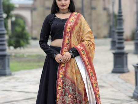 Aastha Fashion Women s Black Reyon Reyon With Gotta Patti Work Lehenga Choli Cheap