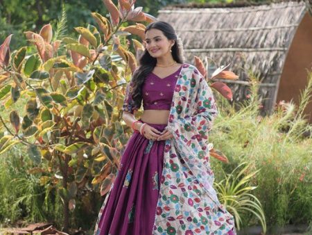 Aastha Fashion Women s Purple Dolla Silk Dolla Silk With Rich Designer Print Lehenga Choli Online Hot Sale