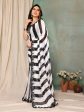 Aafreen Partywear Designer Balck & White Georgette Fancy Saree Sale