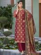 Jyoti Fashion Women s Maroon Pure Silk Elegant Jacquard Woven Kurta with Trouser & Dupatta For Discount