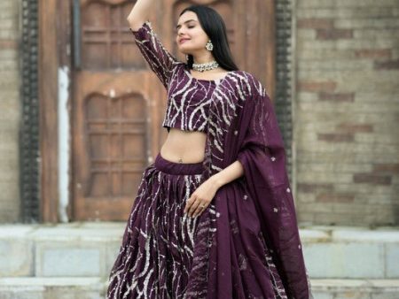 Aastha Fashion Women s Wine Tebby Silk Stitched Can Can & Canvas Lehenga Choli For Discount