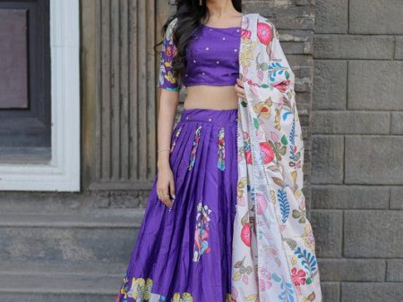 Aastha Fashion Women s Purple Dola Silk Rich Designer Print Lehenga Choli Online Hot Sale