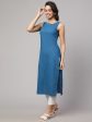 Women Blue Printed Straight Sleeveless Kurta - Rasiya For Discount