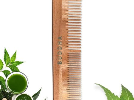 Buddha Natural Dual Tooth Kacchi Neem Wooden Comb Online Hot Sale